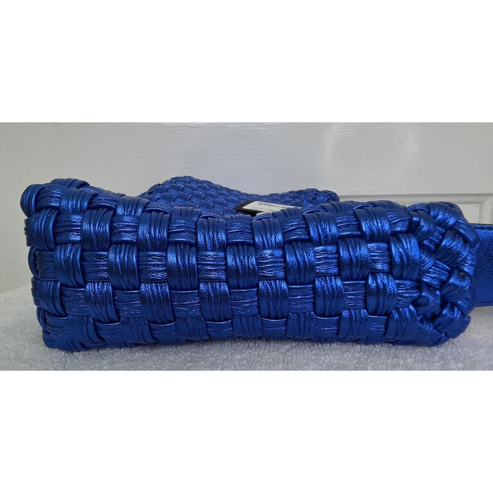 Salvatore Ferragamo Metallic Blue Leather Shoulder Bag Gancini Silver HW w/COA - Picture 6 of 11